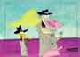 COW & CHICKEN Cow &Chicken in Trenchcoats Original Animation Cel