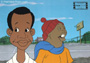 "Fat Albert" Animation Cel Featuring "Bill" and "Mush Mouthy"