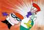 DEXTER'S LABORATORY Dexter Punching Mom Original Animation Cel